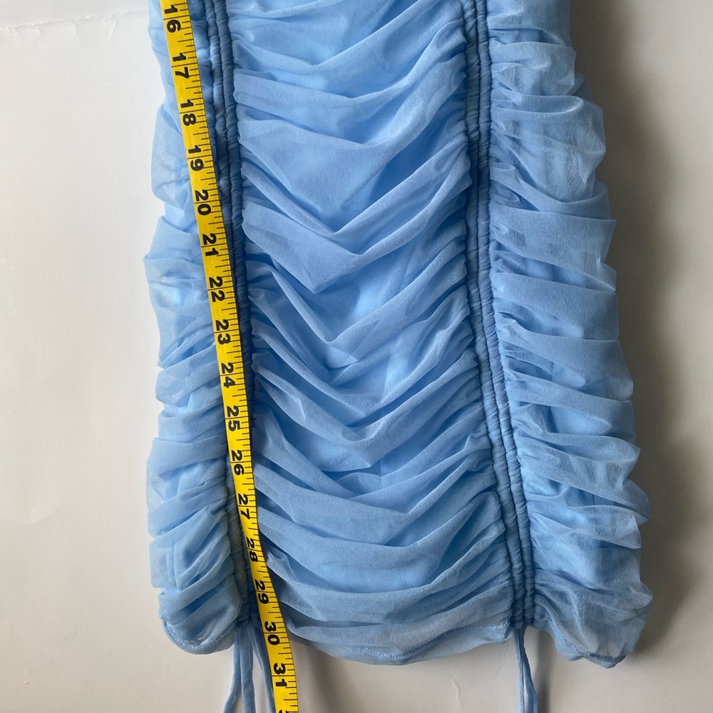 Privy Blue Ruffle Ruched Mini Dress Size M - Picture 3 of 3